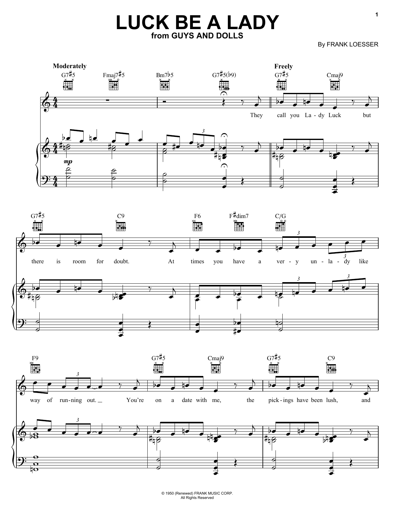 Download Frank Sinatra Luck Be A Lady Sheet Music