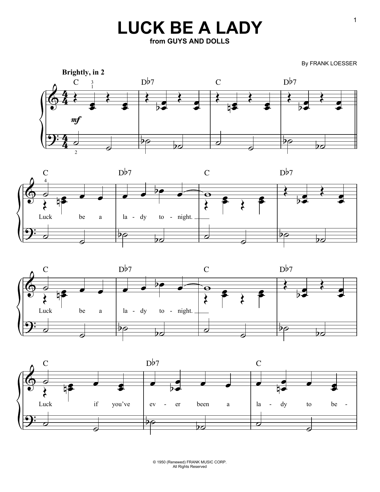 Download Frank Sinatra Luck Be A Lady Sheet Music