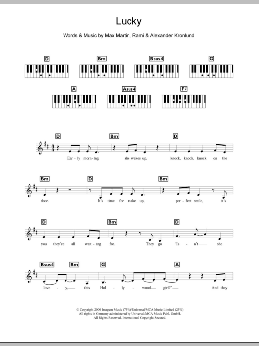 Download Britney Spears Lucky Sheet Music