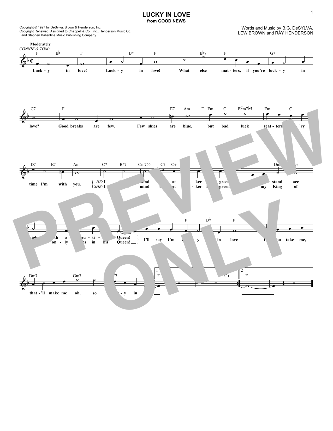 Download Ray Henderson Lucky In Love (from Good News) Sheet Music