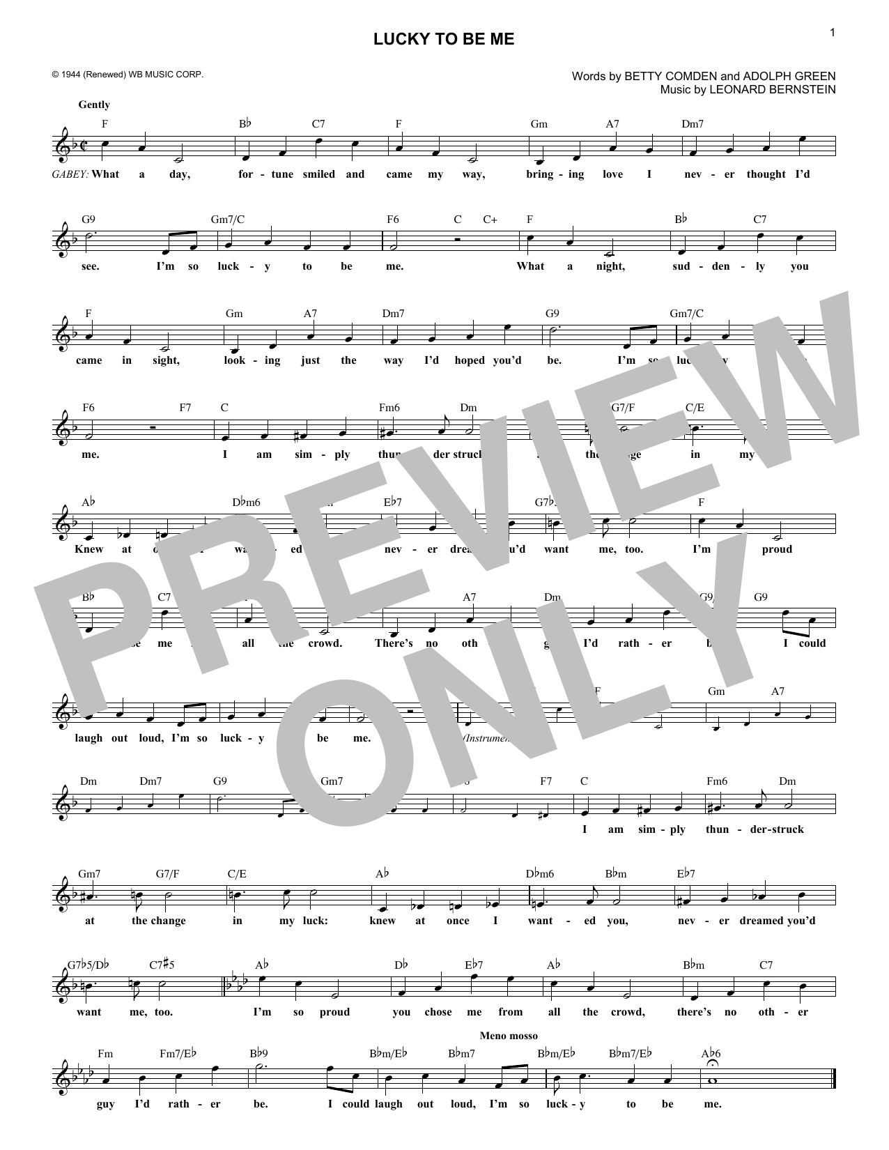 Download Leonard Bernstein Lucky To Be Me (from On The Town) Sheet Music