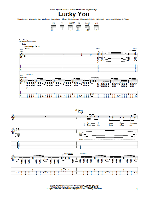 Download Lostprophets Lucky You Sheet Music