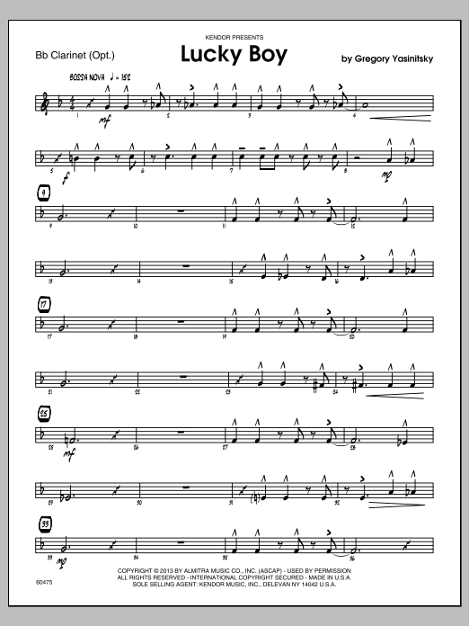 Download Yasinitsky Lucky Boy - Clarinet Sheet Music