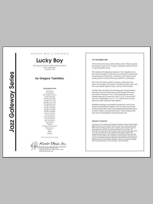 Download Yasinitsky Lucky Boy - Full Score Sheet Music