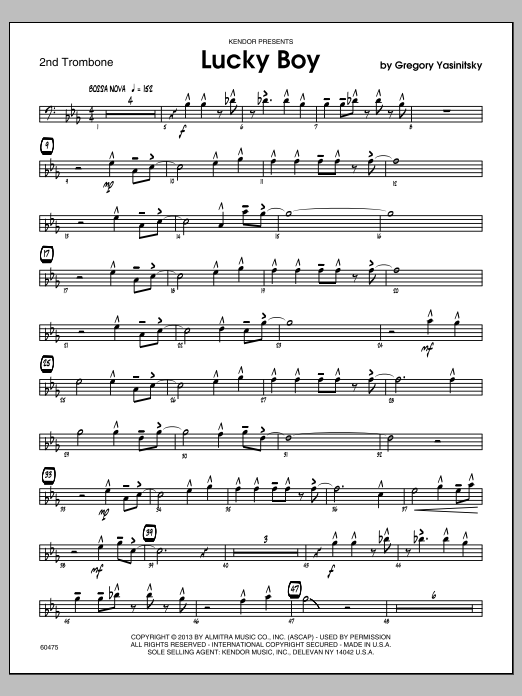 Download Yasinitsky Lucky Boy - Trombone 2 Sheet Music