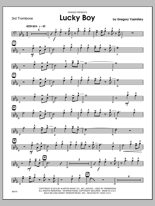 Download Yasinitsky Lucky Boy - Trombone 3 Sheet Music