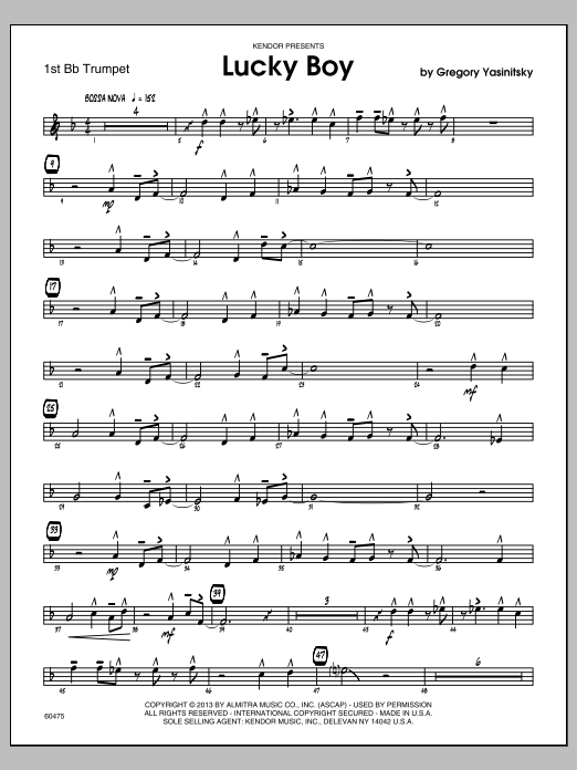 Download Yasinitsky Lucky Boy - Trumpet 1 Sheet Music