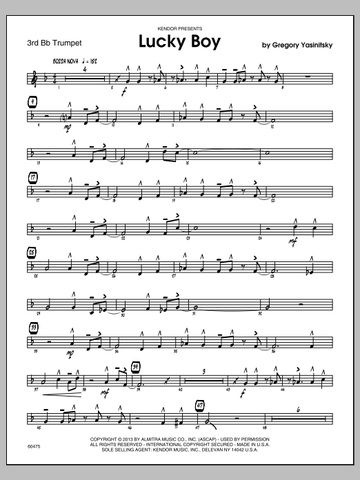 Download Yasinitsky Lucky Boy - Trumpet 3 Sheet Music