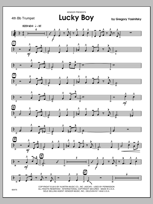Download Yasinitsky Lucky Boy - Trumpet 4 Sheet Music