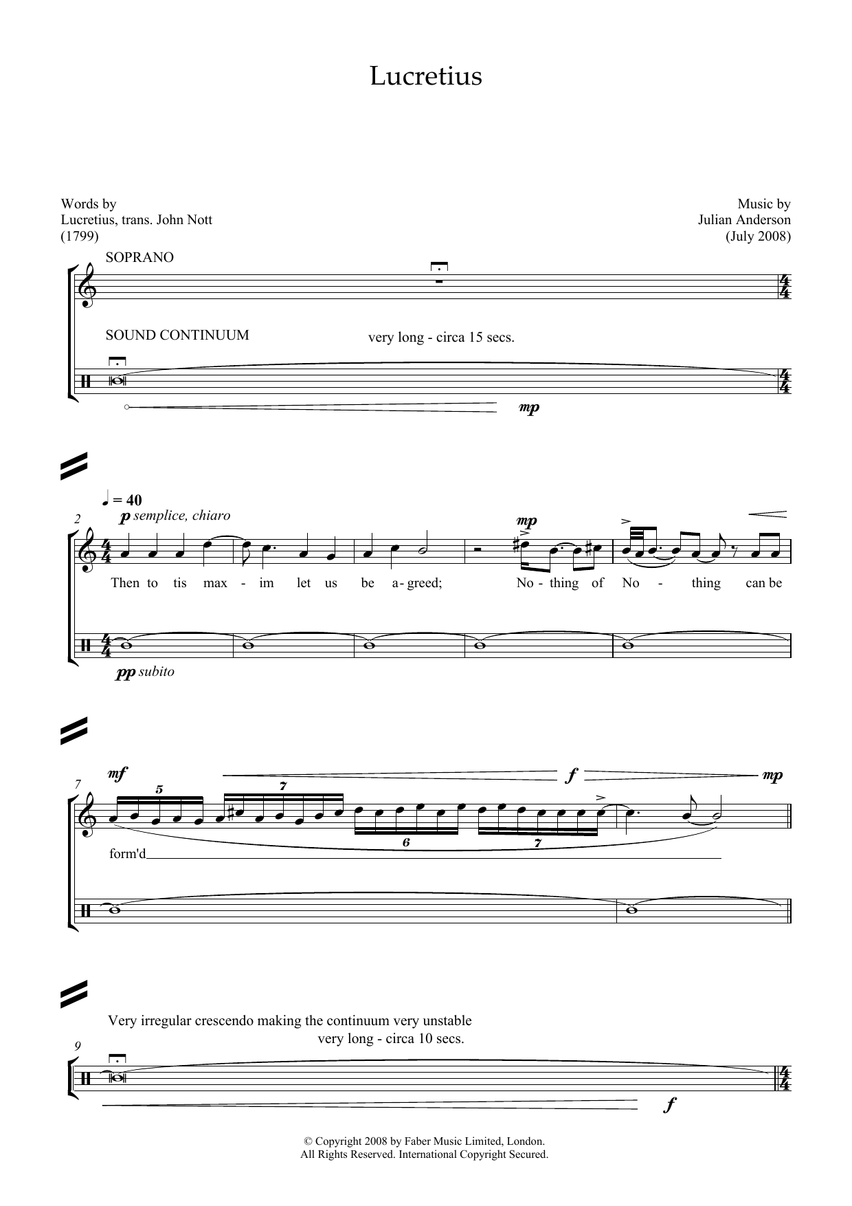 Download Julian Anderson Lucretius (for soprano & percussion) Sheet Music