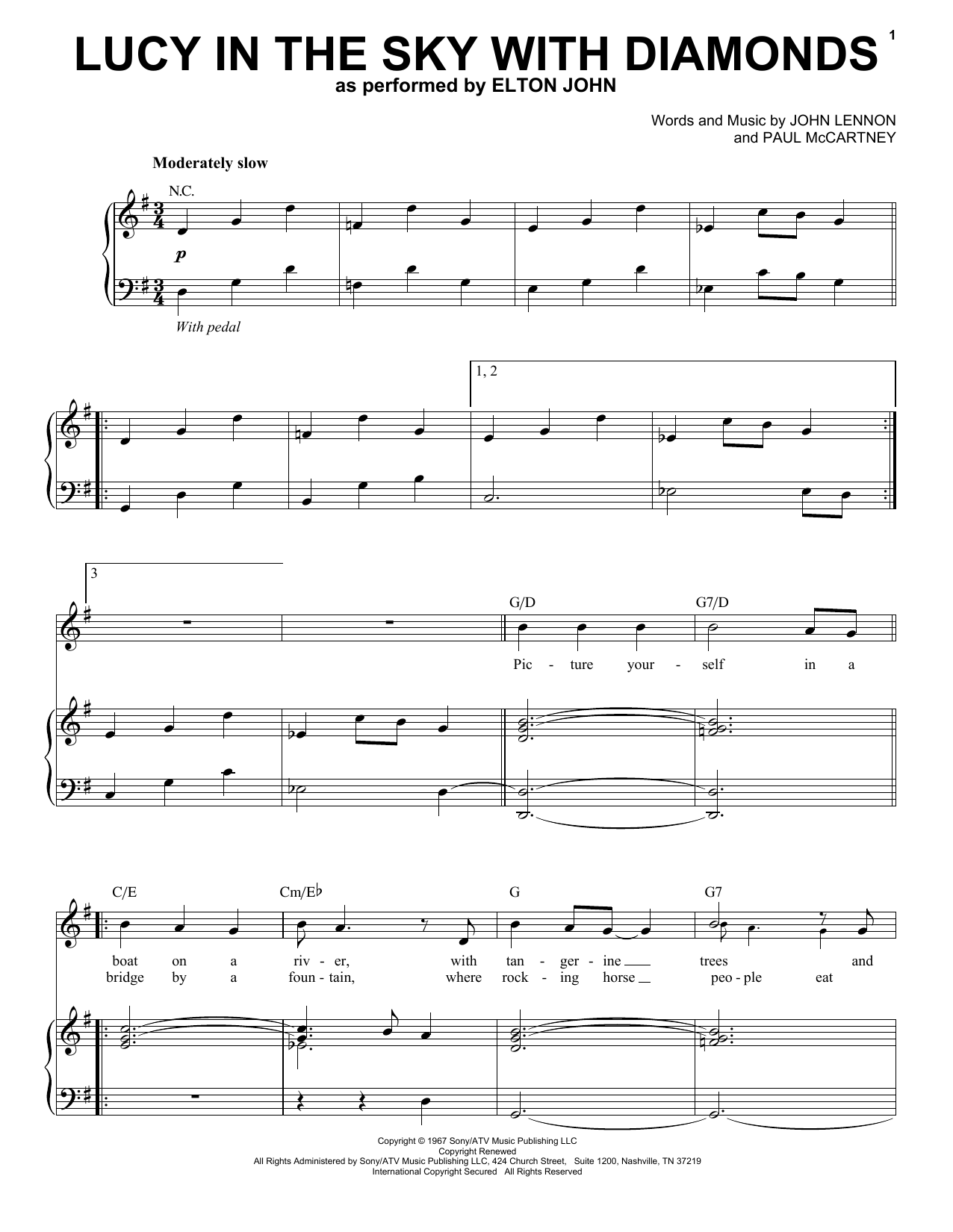 Download Elton John Lucy In The Sky With Diamonds Sheet Music