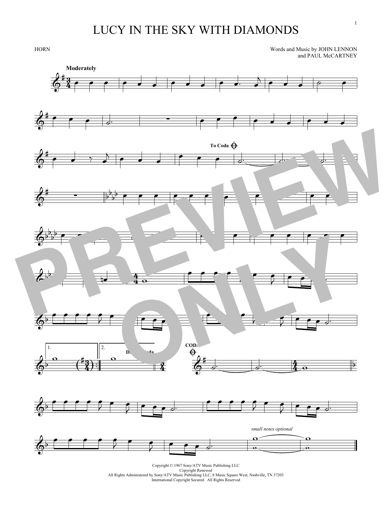 Download The Beatles Lucy In The Sky With Diamonds Sheet Music