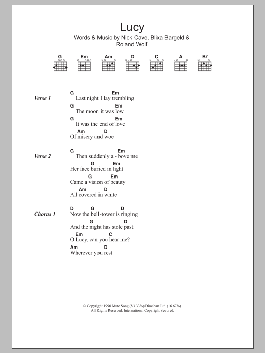 Download Nick Cave Lucy Sheet Music
