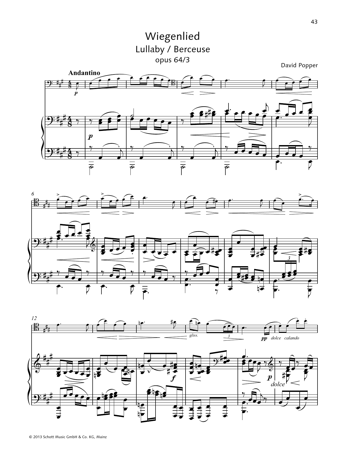 Download Dávid Popper Lullaby Sheet Music