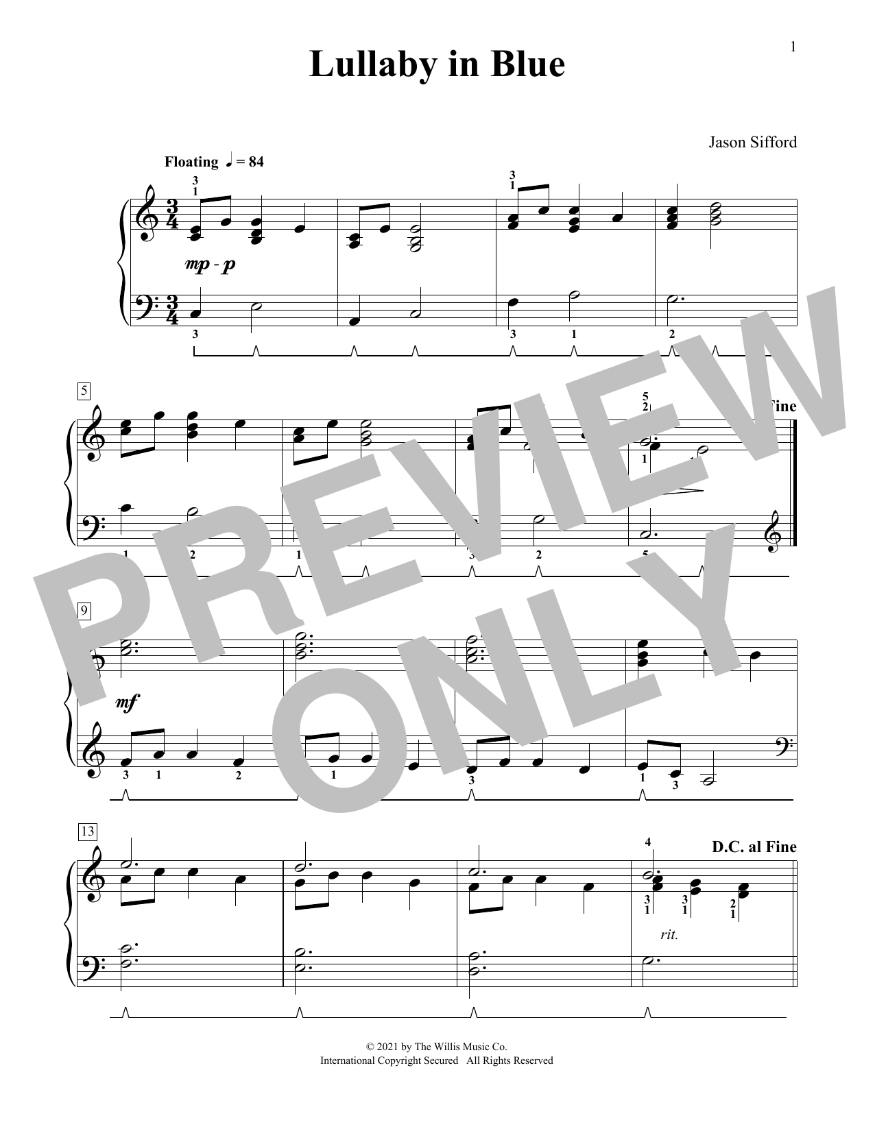 Download Jason Sifford Lullaby In Blue Sheet Music