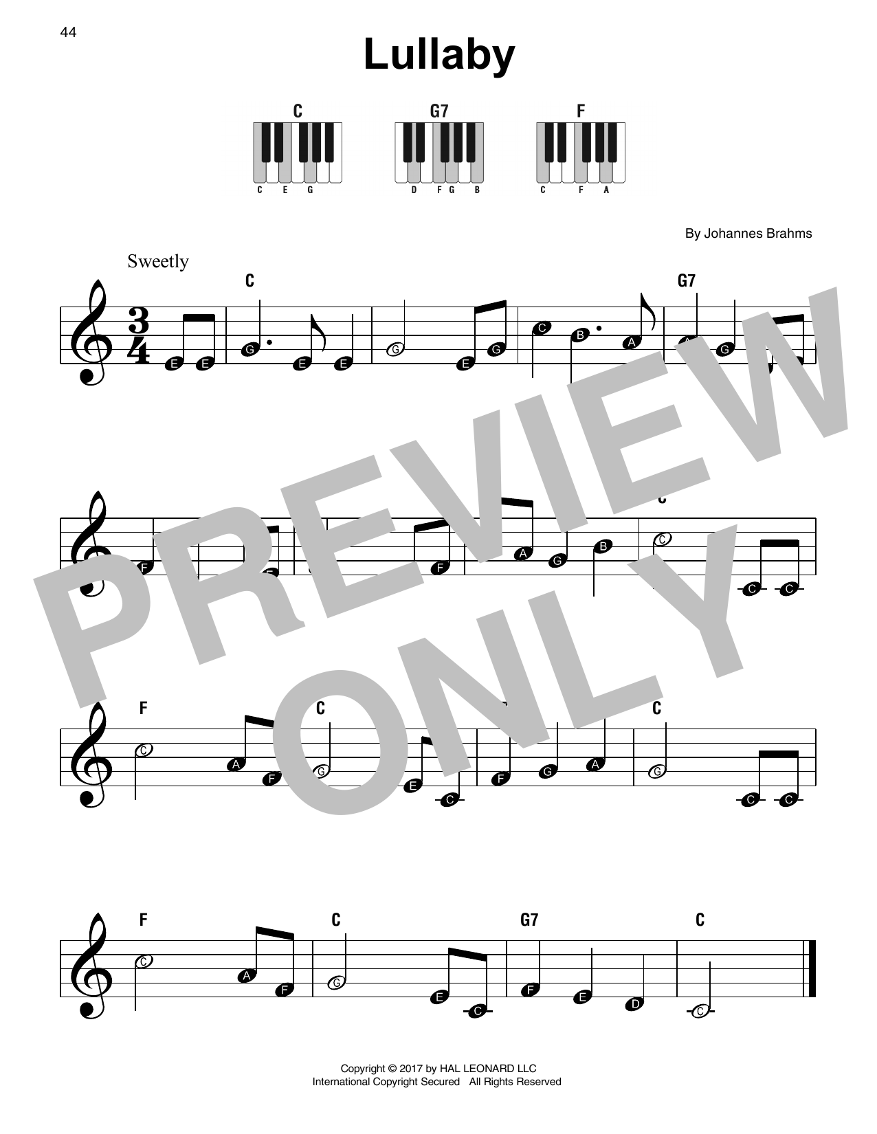 Download Johannes Brahms Lullaby Sheet Music