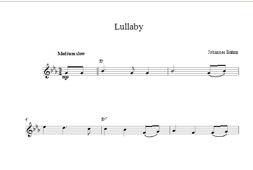 Johannes Brahms Lullaby sheet music notes printable PDF score