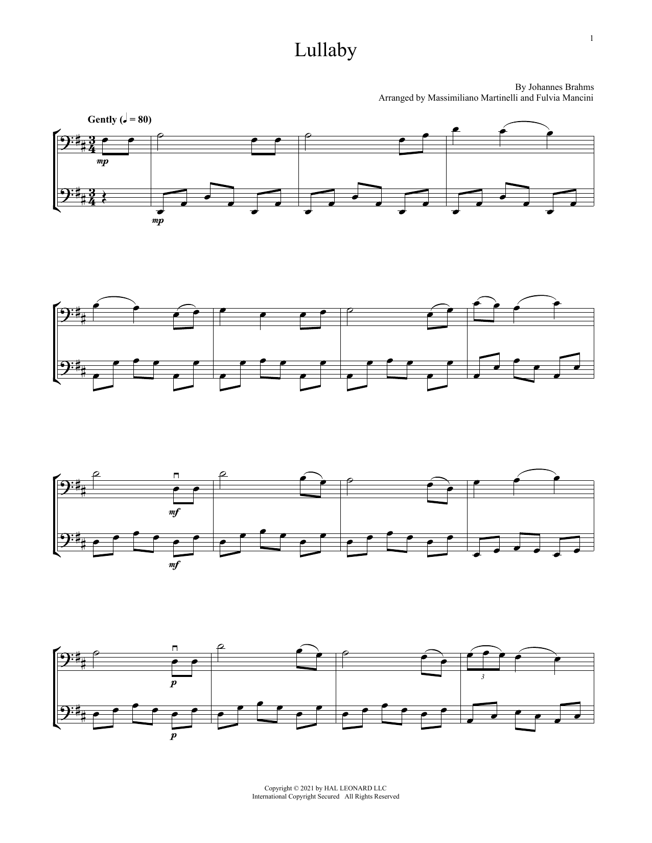 Download Mr & Mrs Cello Lullaby Sheet Music