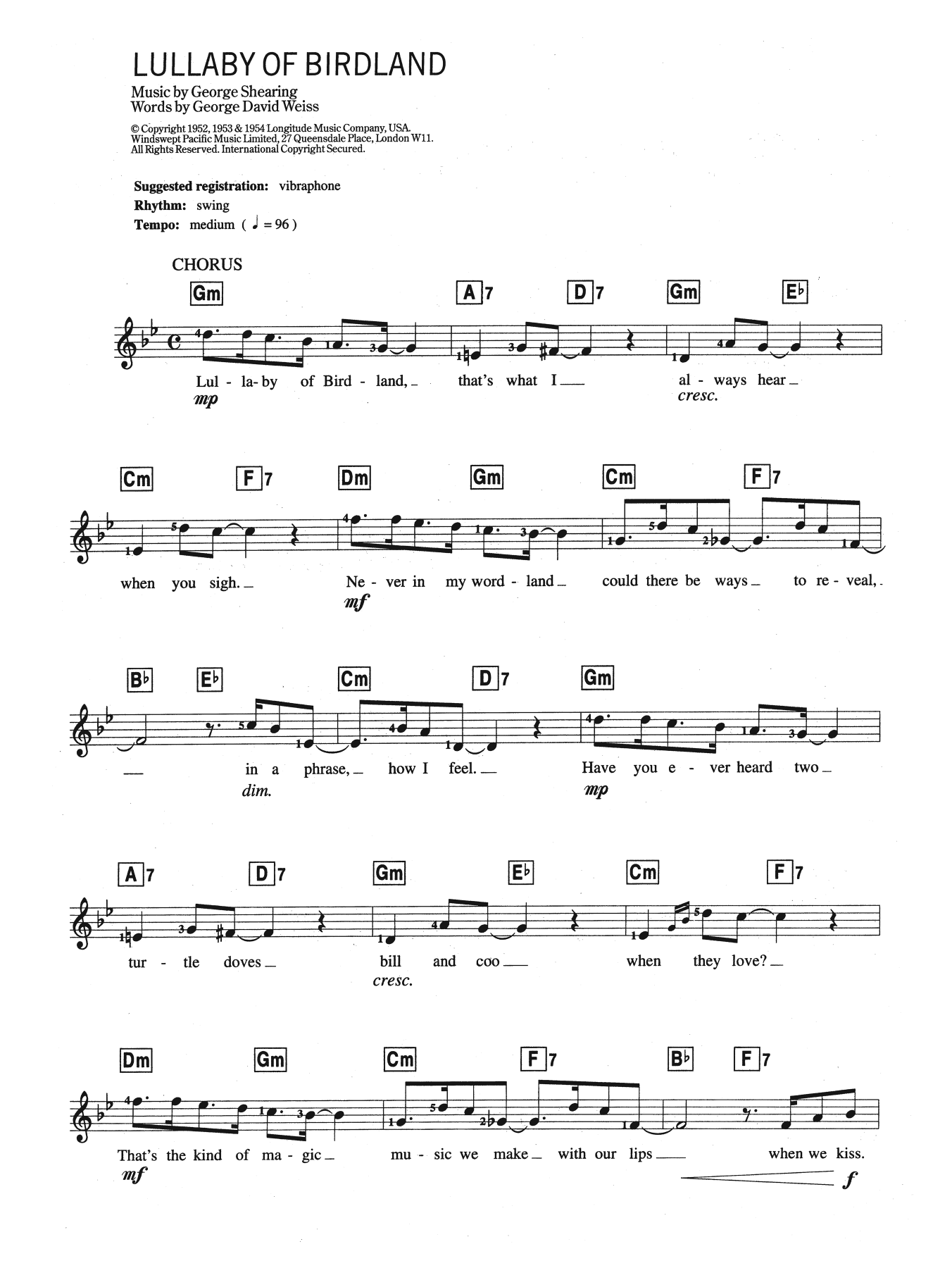 Download Ella Fitzgerald Lullaby Of Birdland Sheet Music