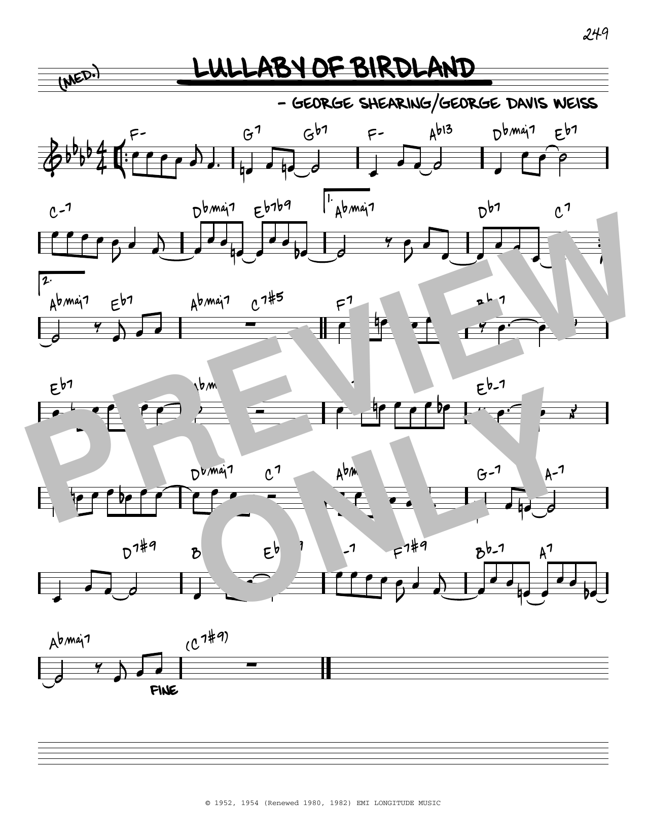 Download George Shearing Lullaby Of Birdland [Reharmonized versi Sheet Music