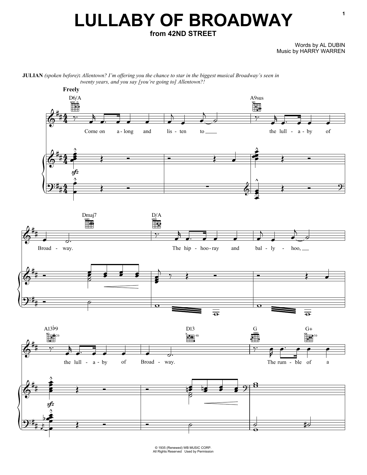 Download Al Dubin Lullaby Of Broadway Sheet Music
