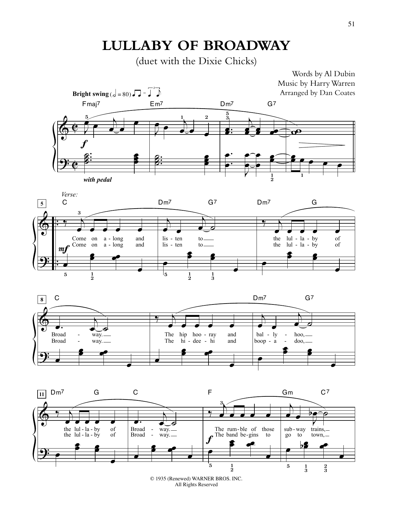 Download Tony Bennett and The Chicks Lullaby Of Broadway (from Gold Diggers Sheet Music