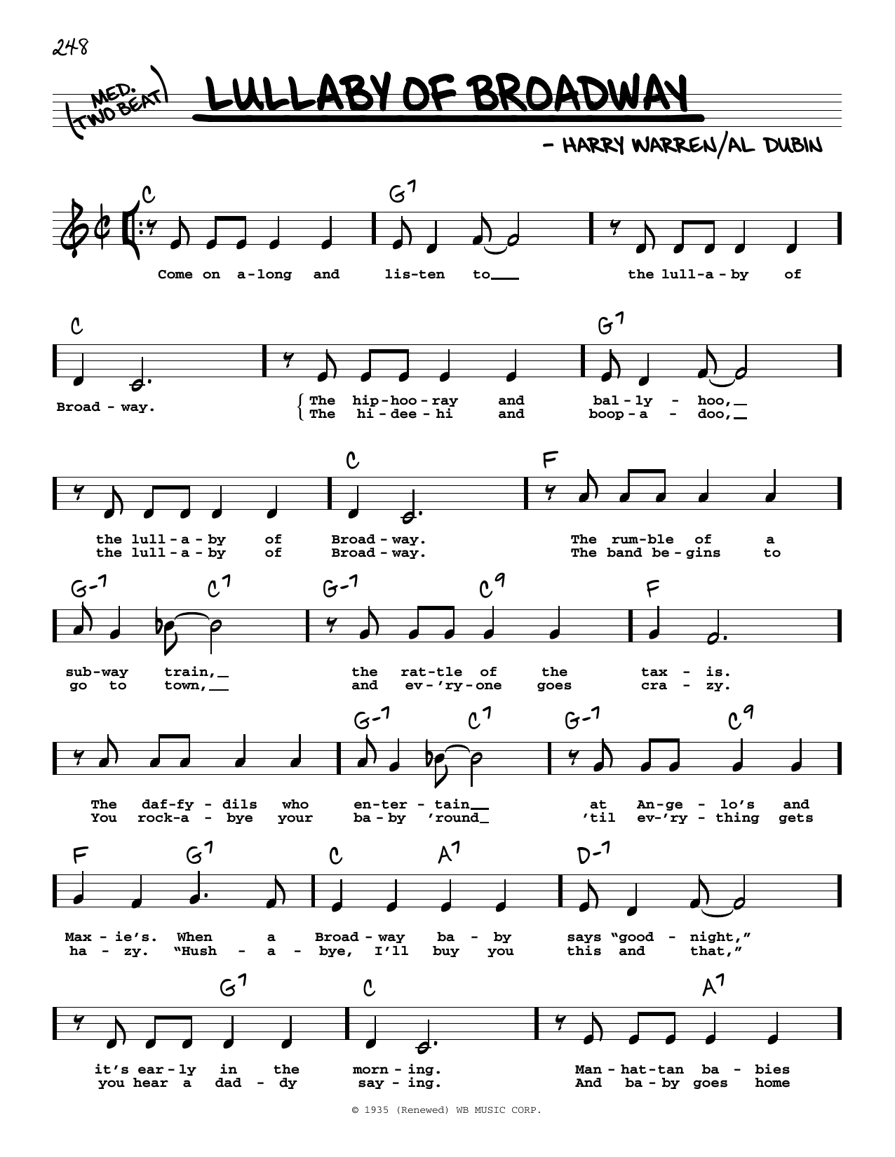 Download Al Dubin Lullaby Of Broadway (High Voice) Sheet Music