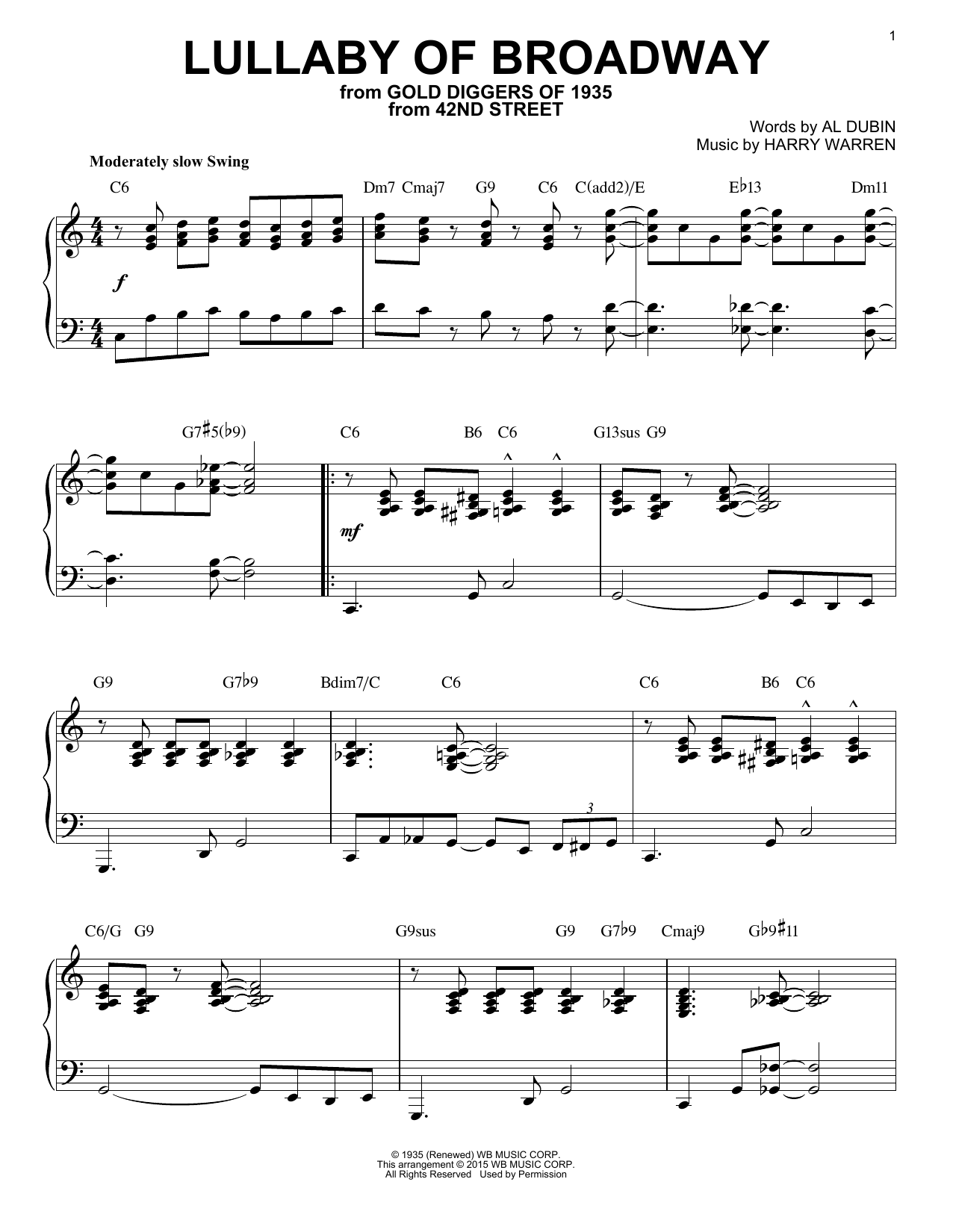 Download Harry Warren Lullaby Of Broadway [Jazz version] (arr Sheet Music