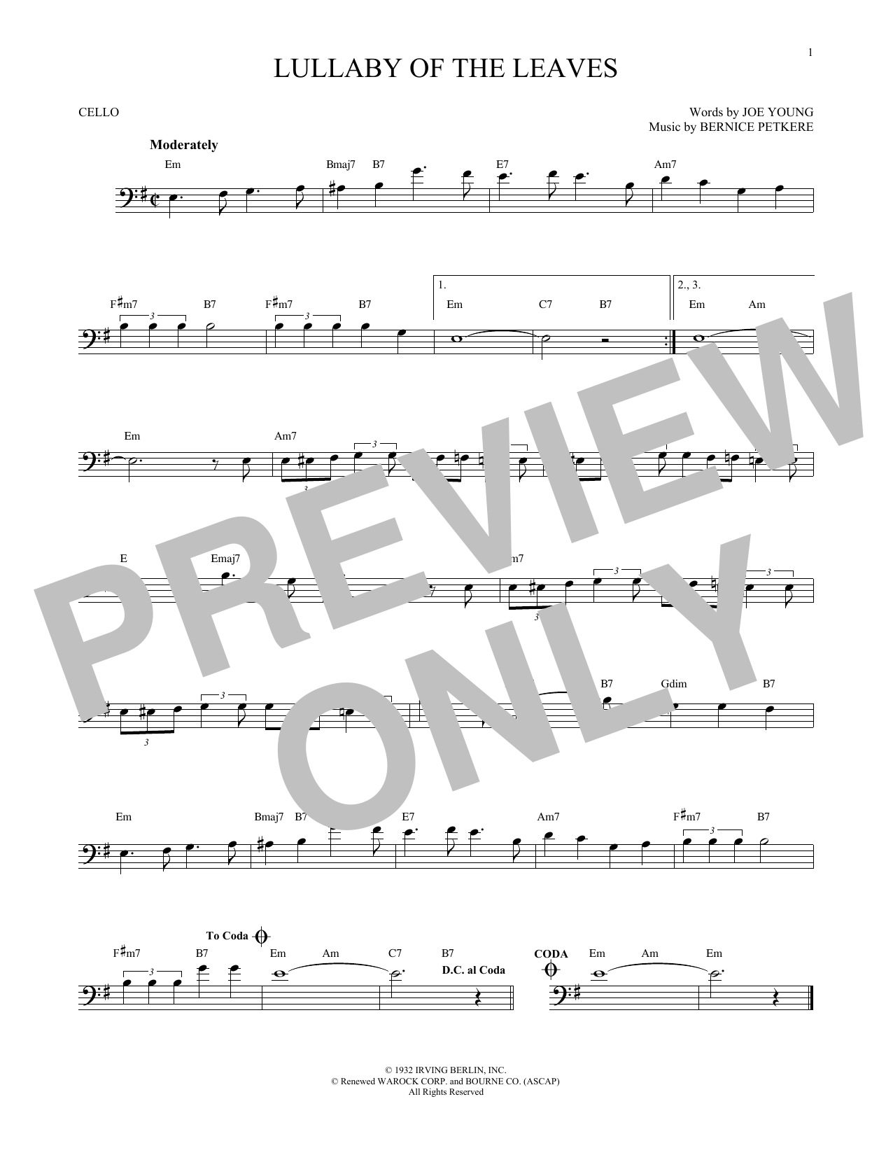 Download Bernice Petkere Lullaby Of The Leaves Sheet Music