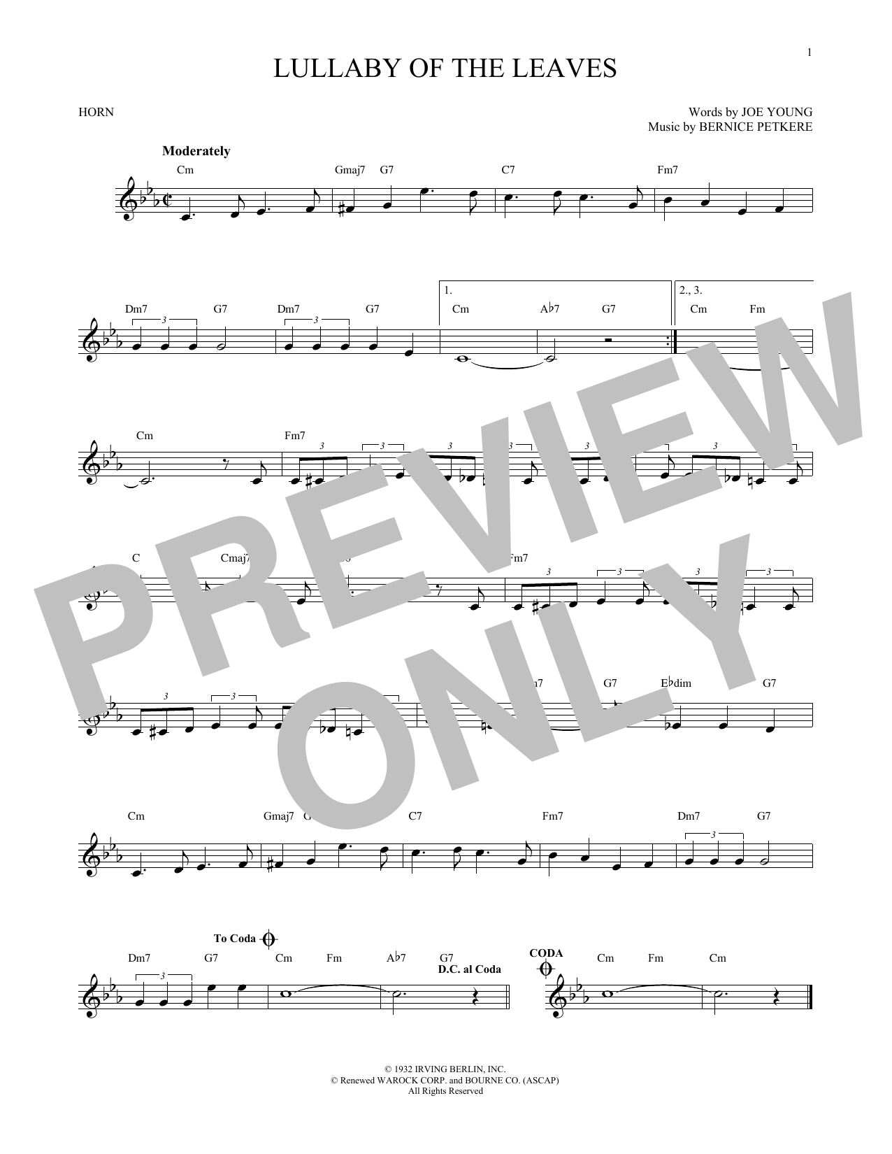Download Bernice Petkere Lullaby Of The Leaves Sheet Music