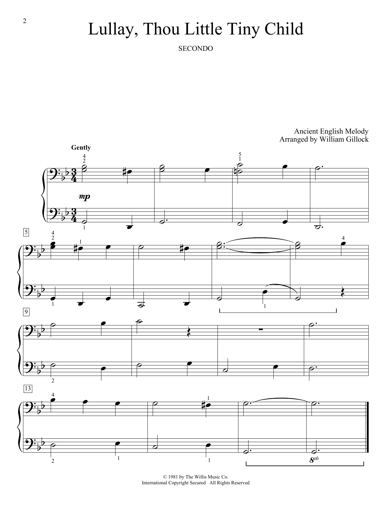 Download William Gillock Lullay, Thou Little Tiny Child Sheet Music