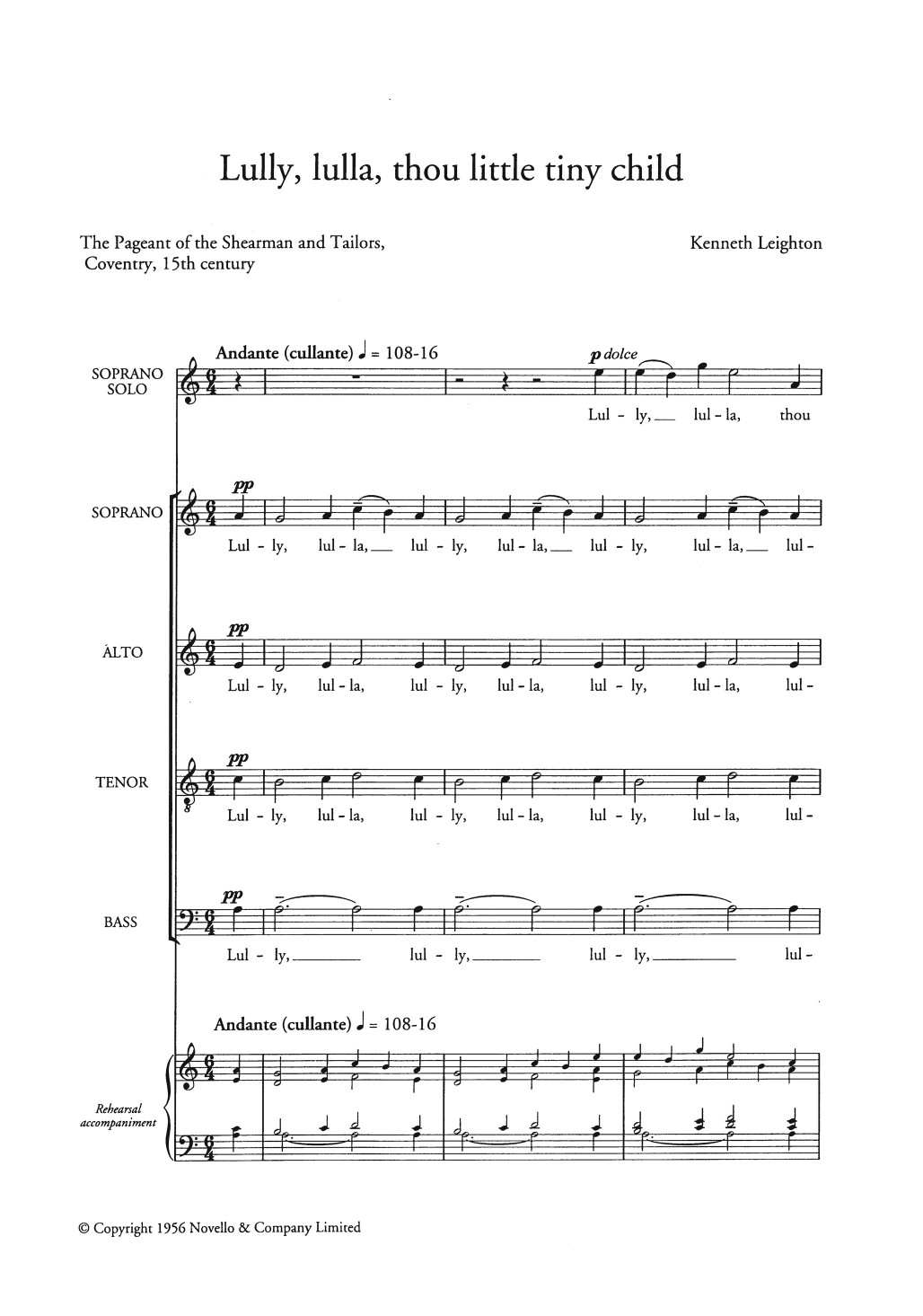 Download Kenneth Leighton Lully, Lulla, Thou Little Tiny Child Sheet Music