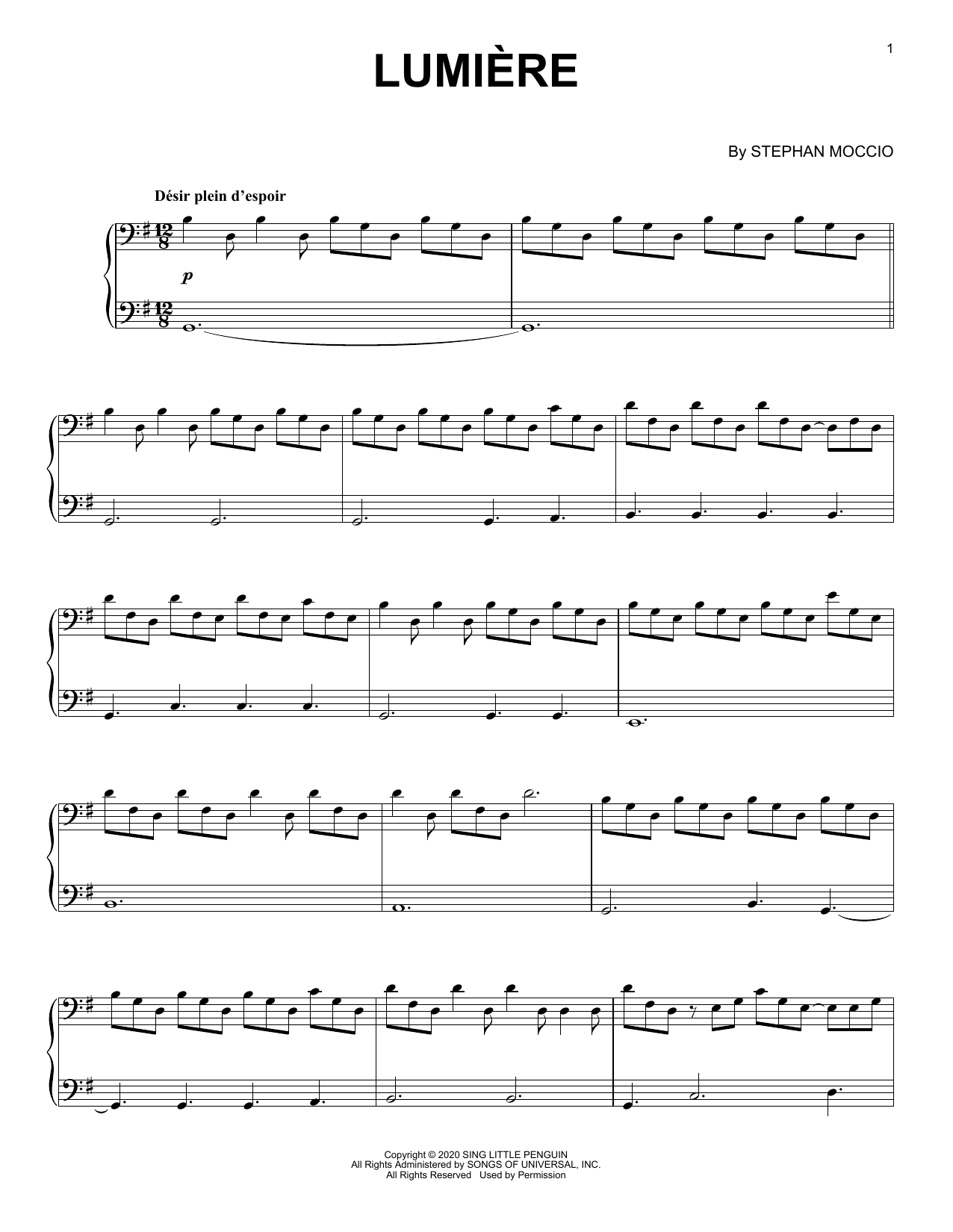 Download Stephan Moccio Lumiere Sheet Music