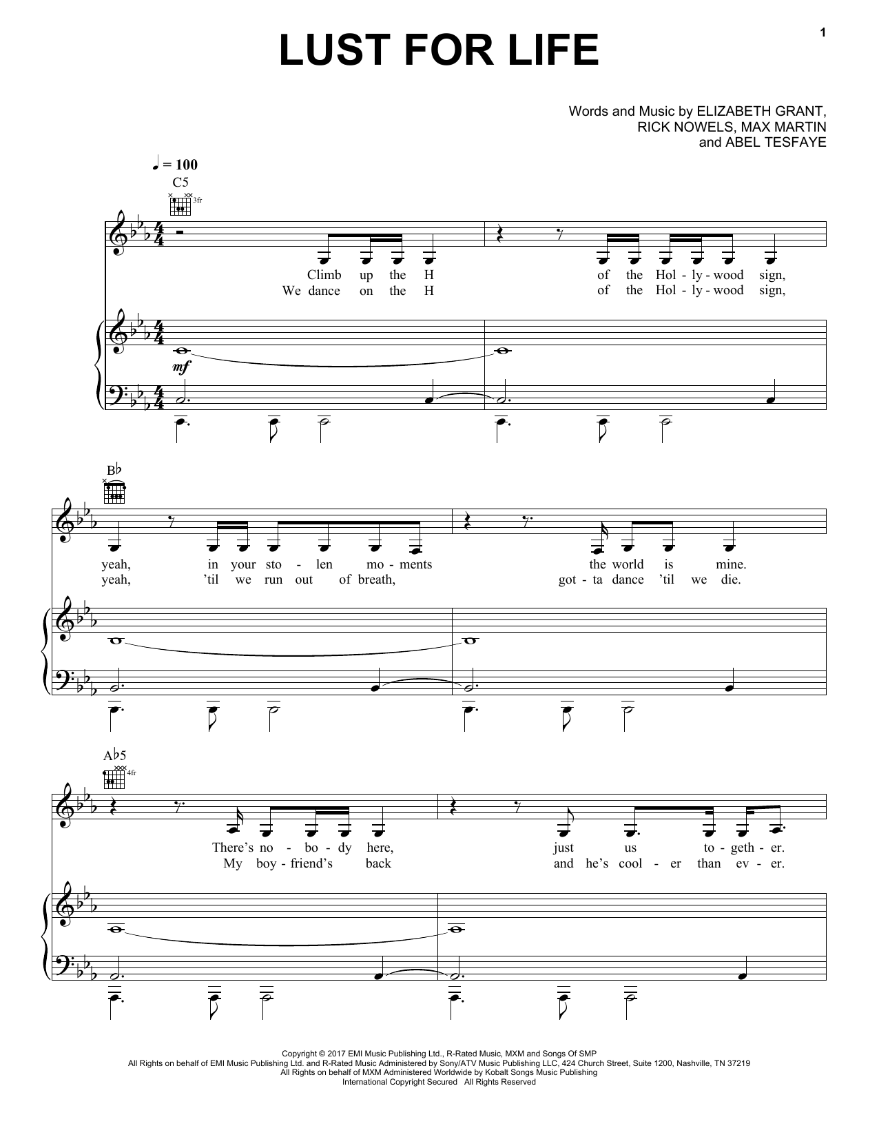 Download Lana Del Rey Lust For Life (feat. The Weeknd) Sheet Music