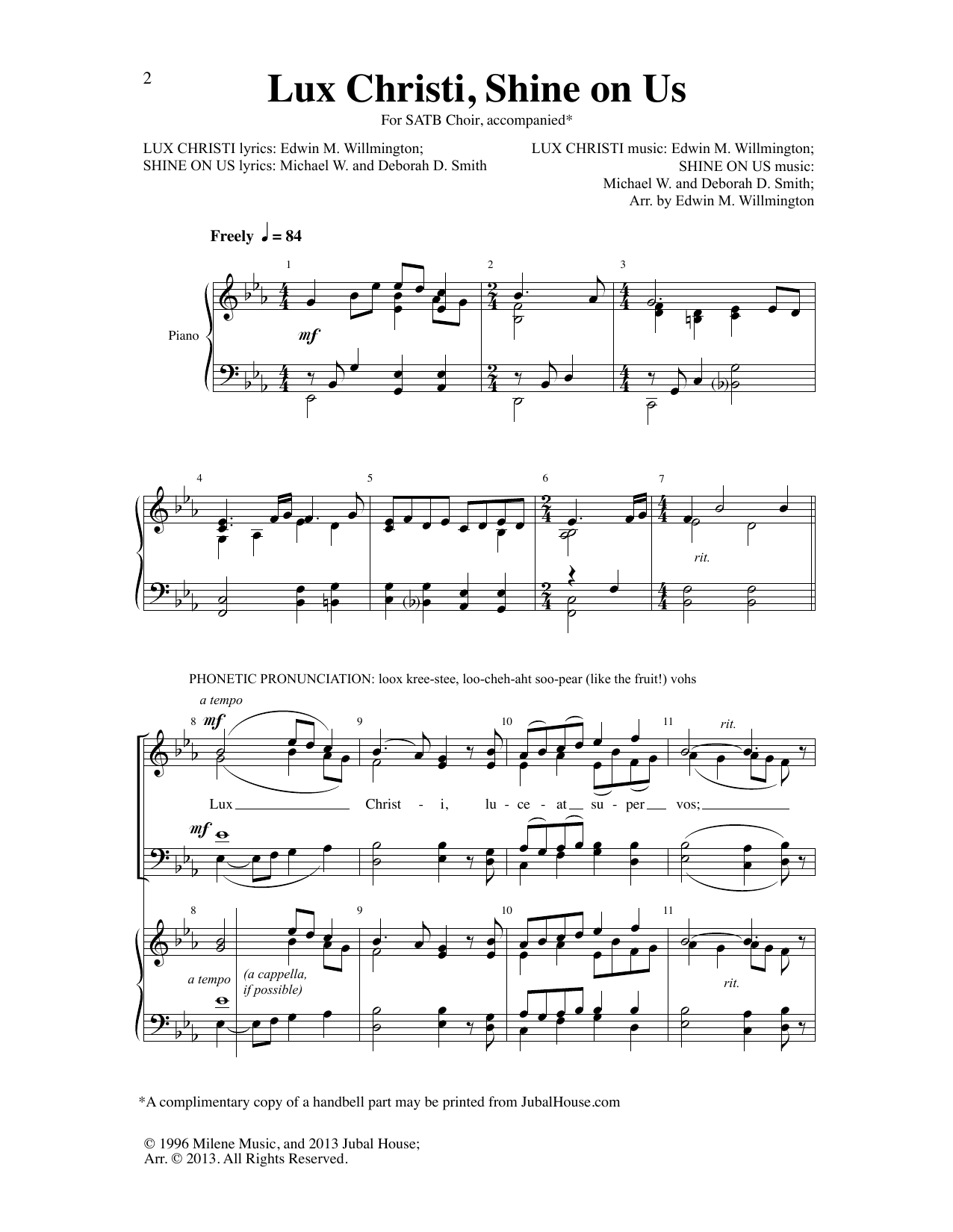 Download Edwin M. Willmington Lux Christi, Shine on Us Sheet Music