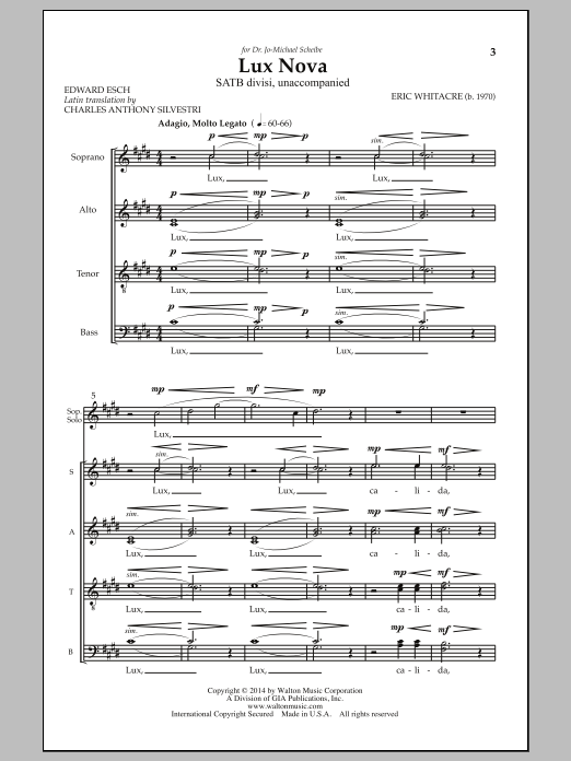 Download Eric Whitacre Lux Nova Sheet Music
