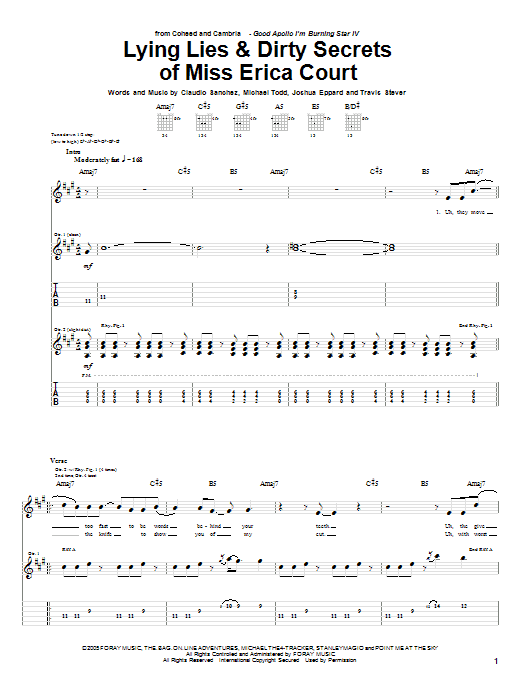 Download Coheed And Cambria Lying Lies & Dirty Secrets Of Miss Eric Sheet Music