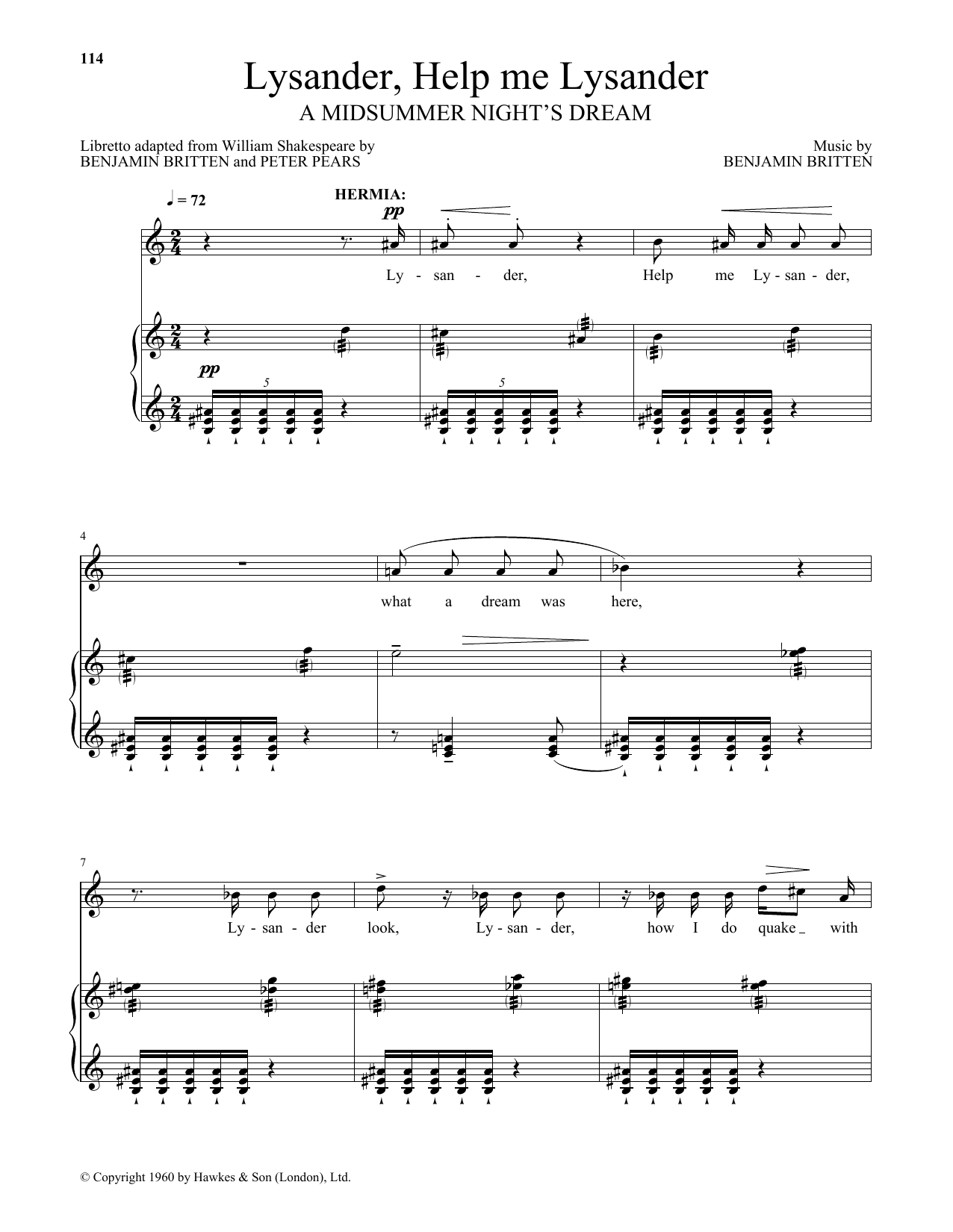 Download Benjamin Britten Lysander, Help me Lysander (from A Mids Sheet Music