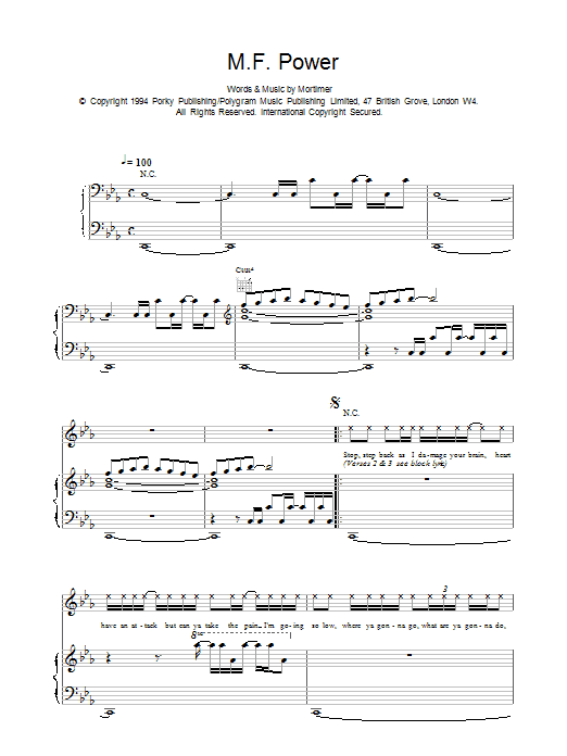 East 17 M F Power sheet music notes printable PDF score