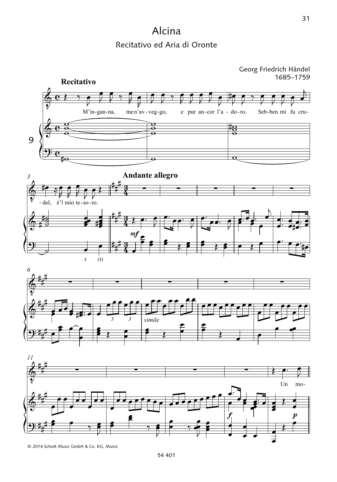 Download George Frideric Handel M'inganna, me n'avveggo / Un momento di Sheet Music