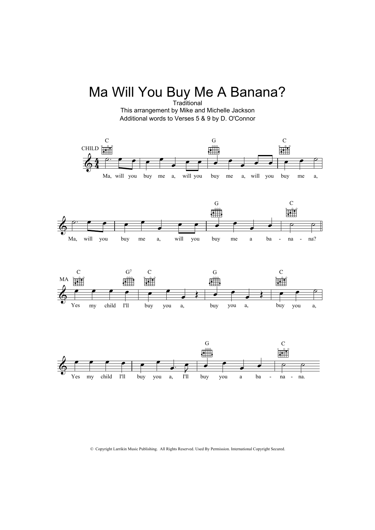 Download Traditional Ma Will You Buy Me A Banana? Sheet Music
