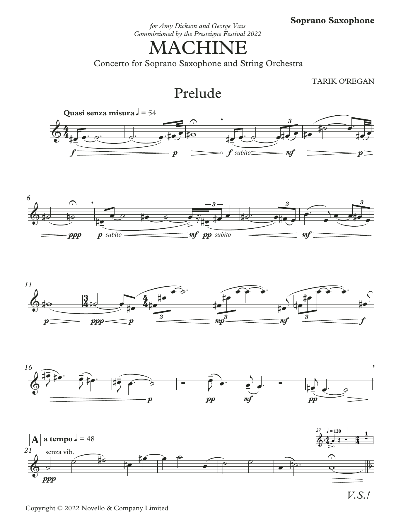 Tarik O'Regan Machine (Solo Part) sheet music notes printable PDF score