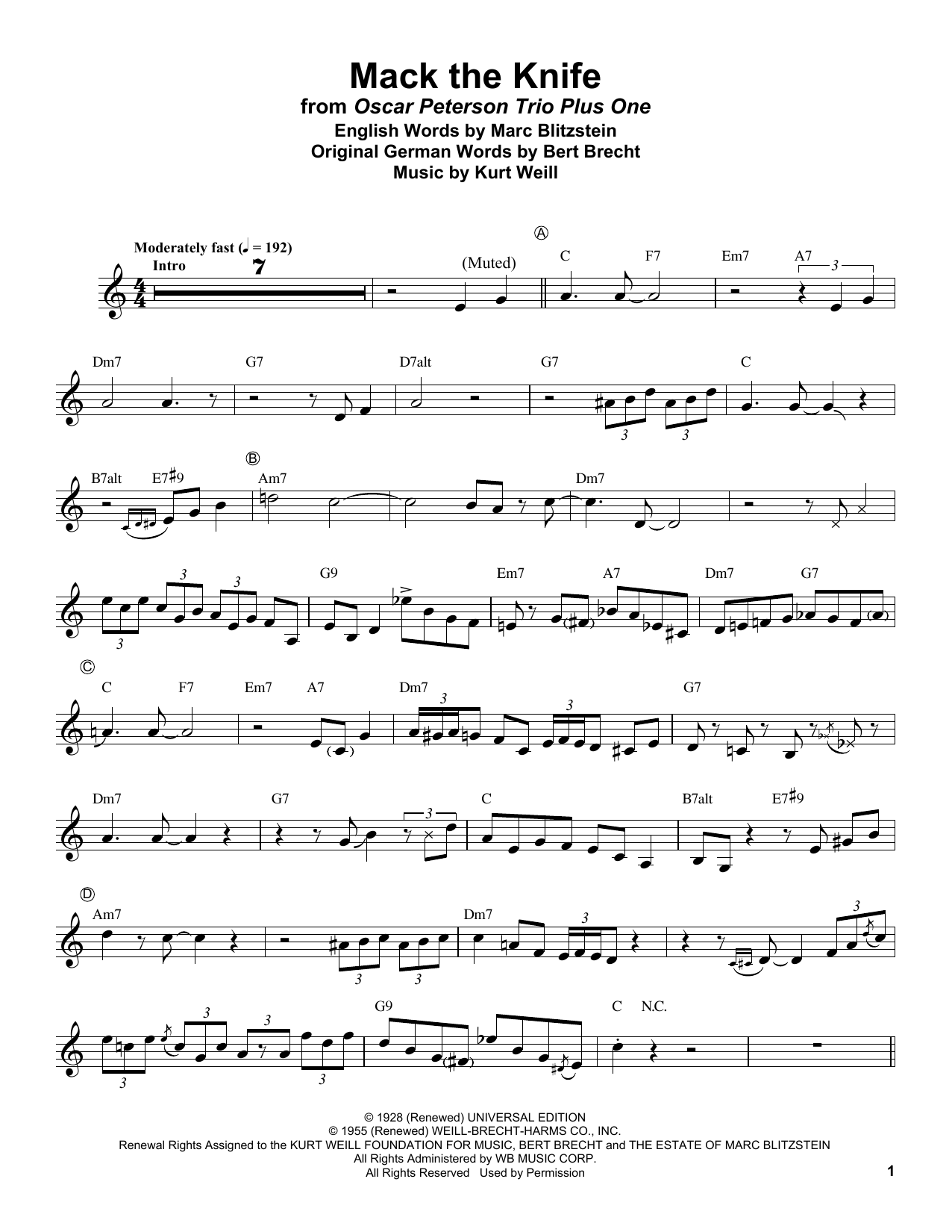 Download Clark Terry Mack The Knife Sheet Music