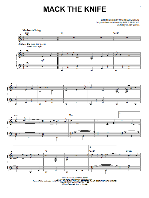 Download Louis Armstrong Mack The Knife Sheet Music