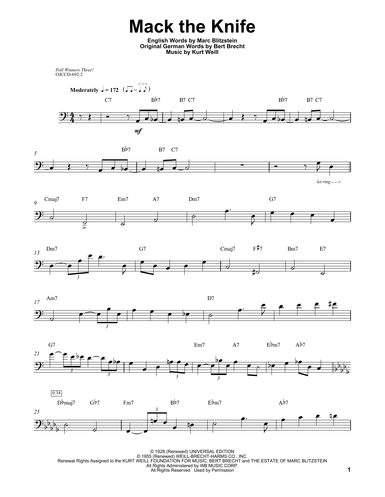 Download Ray Brown Mack The Knife Sheet Music