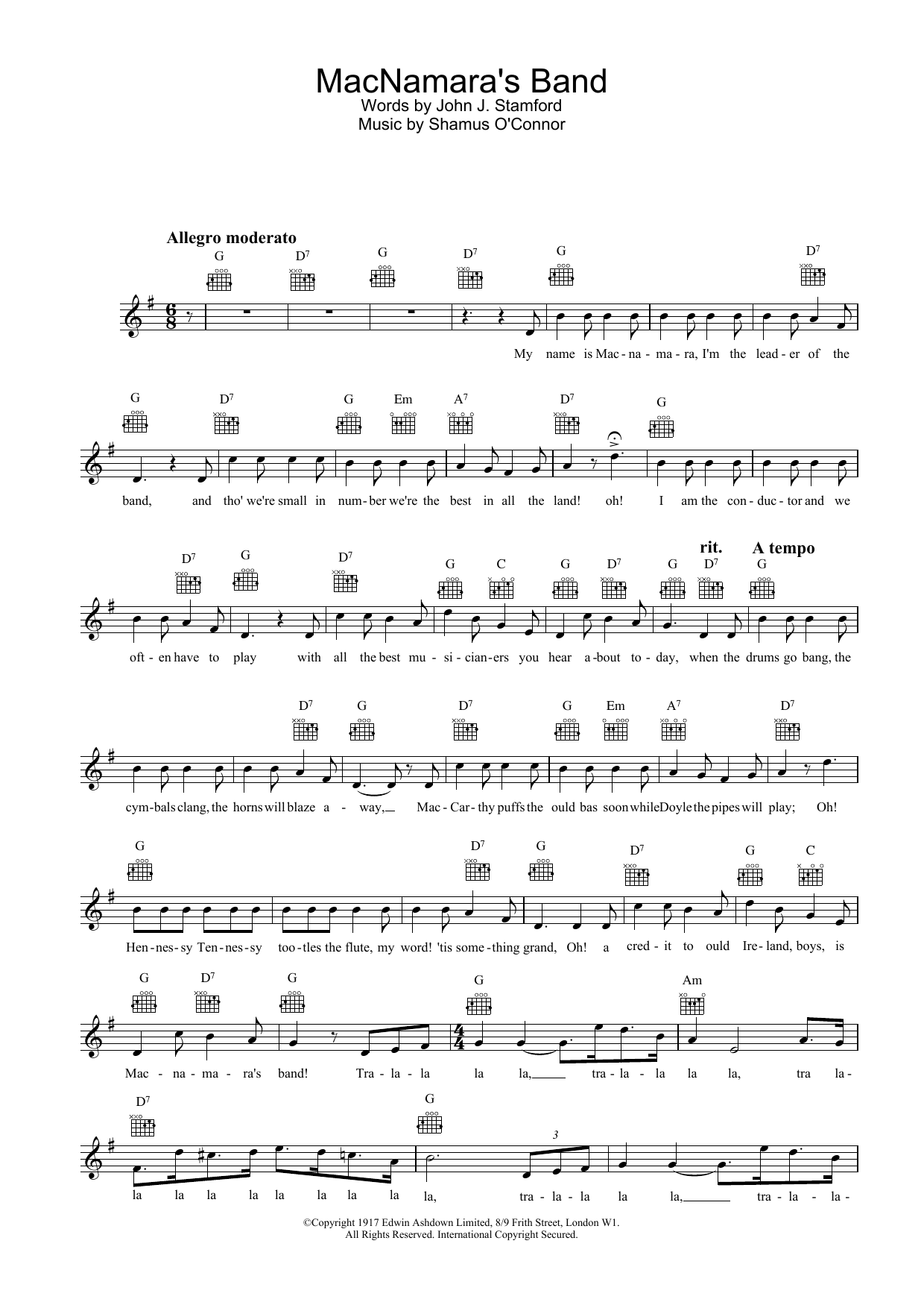 Download Bing Crosby MacNamara's Band Sheet Music