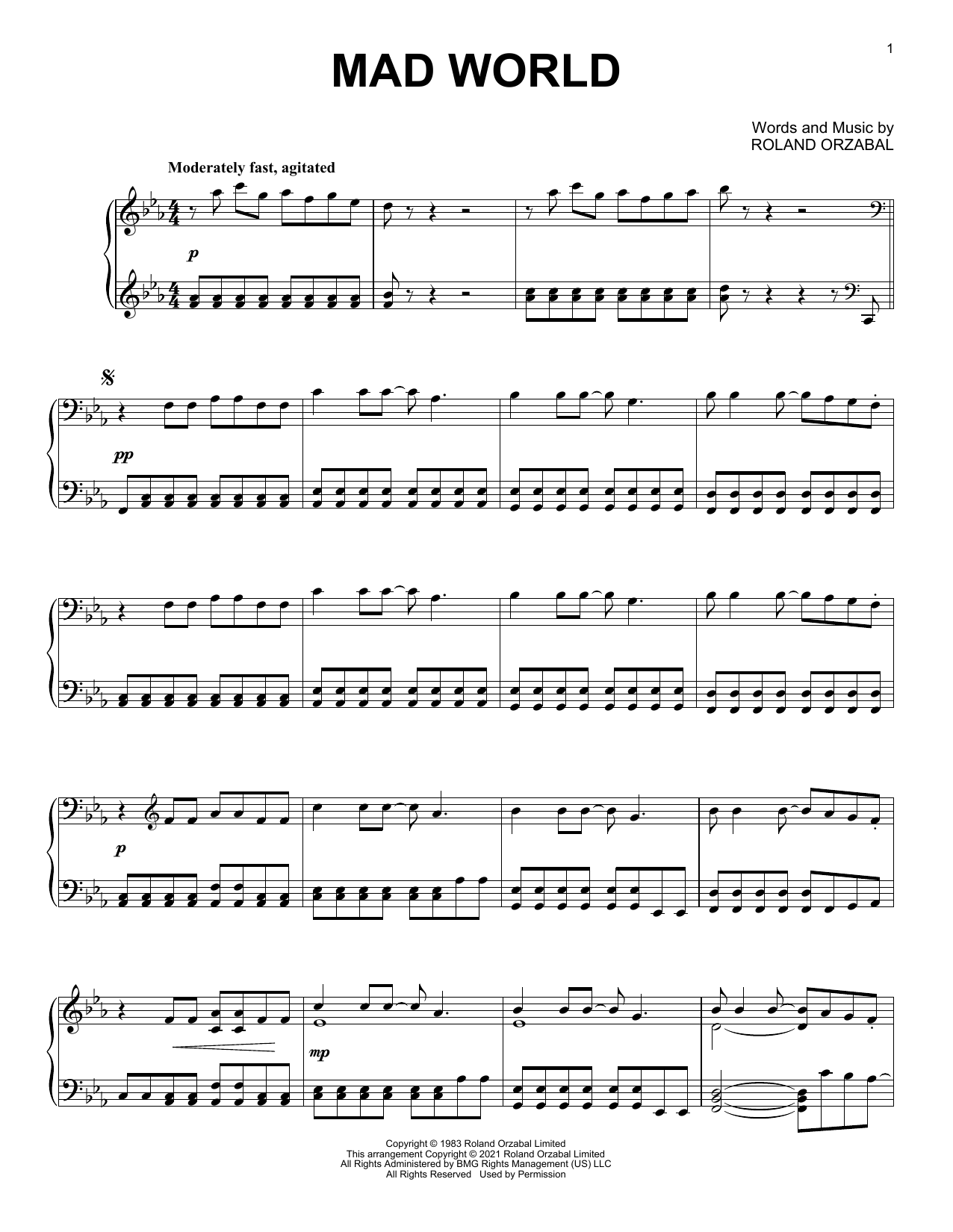 Download Michael Andrews & Gary Jules Mad World [Classical version] Sheet Music