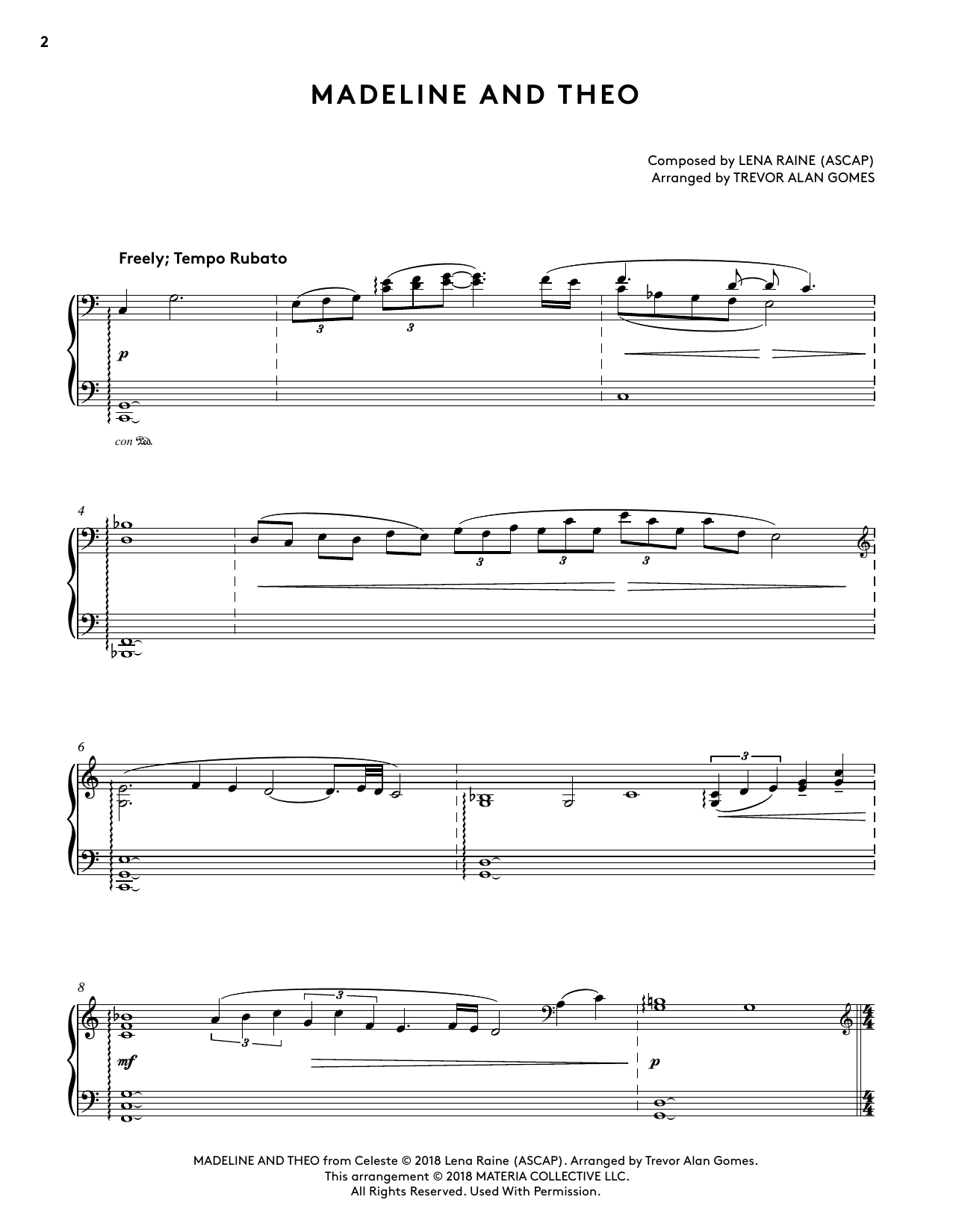 Download Lena Raine Madeline And Theo (from Celeste Piano C Sheet Music