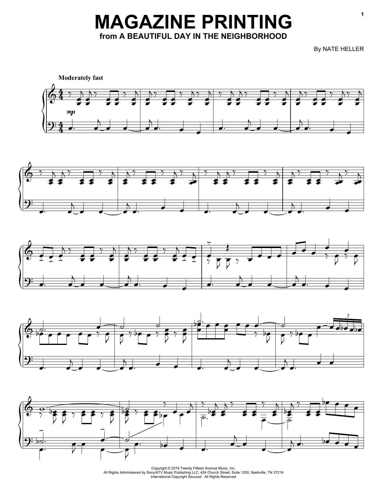 Download Nate Heller Magazine Printing (from A Beautiful Day Sheet Music