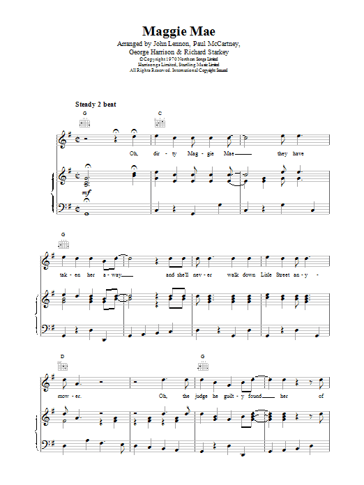 The Beatles Maggie Mae sheet music notes printable PDF score
